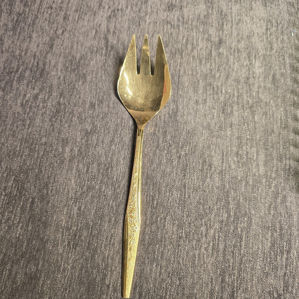 Vintage‎ JH Carlyle Golden Bouquet Gold Electroplate Cold Meat Fork